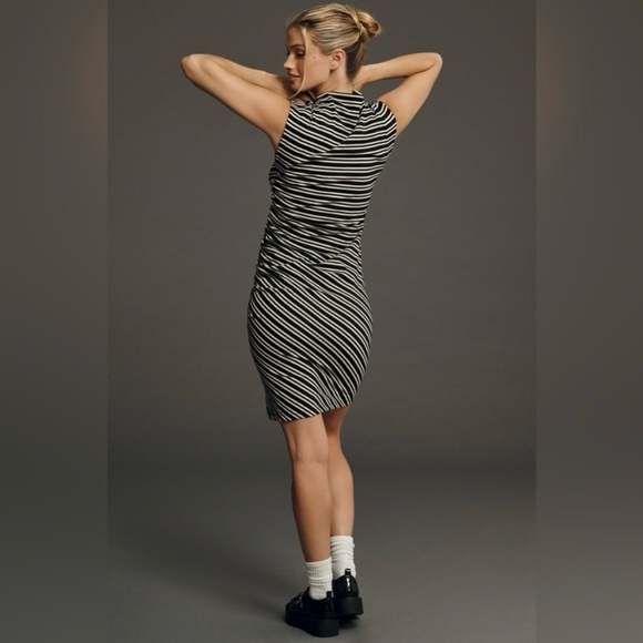 ANTHROPOLOGIE NWT Striped Mock-Neck Ribbed Knit Dress Size L - Picture 3 of 12